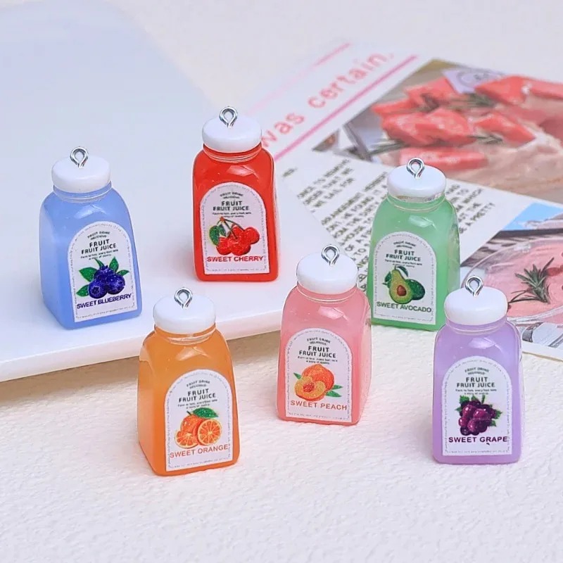 Resin Craft Material - 10Pcs Liontin Resin Botol Jus Ceri